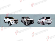 CONVERSION BODY KIT for LEXUS LX570 J200 2007 - 2015 UPGRADE to LX570 J200 FACELIFT 2015 - 2023 FORZA PERFORMANCE custom fit TRD Style
Set includes:

Front Bumper Assembly
Front Grille
Front Fenders
License Plate
Side Mirror Covers
Side Skirts
Rear Fenders
Tail Lights
Rear Bumper Assembly
Rear Diffuser
Material: Plastic

NOTE: Professional installation is required.