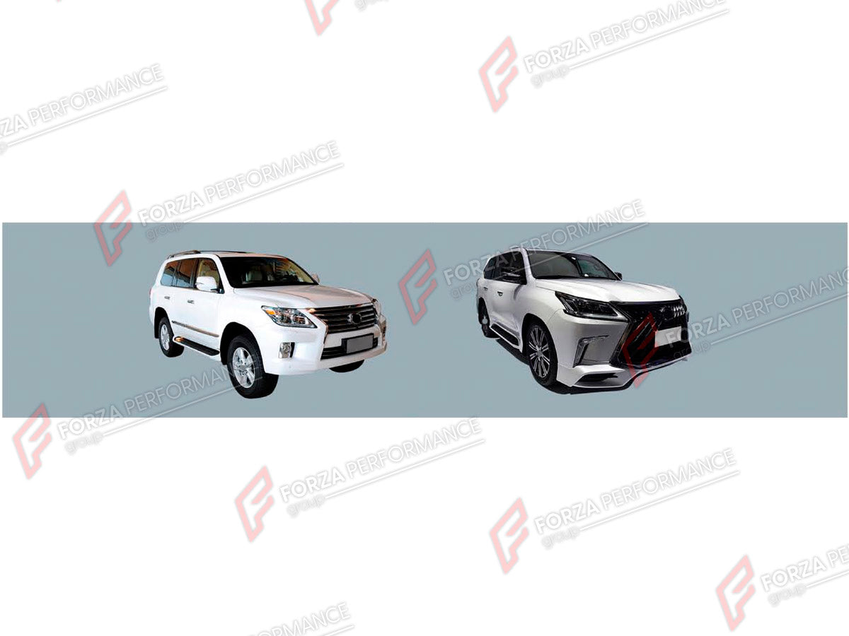 CONVERSION BODY KIT for LEXUS LX570 J200 2007 - 2015 UPGRADE to LX570 J200 FACELIFT 2015 - 2023 FORZA PERFORMANCE custom fit TRD Style
Set includes:

Front Bumper Assembly
Front Grille
Headlights
Rear Bumper
Material: Plastic

NOTE: Professional installation is required.