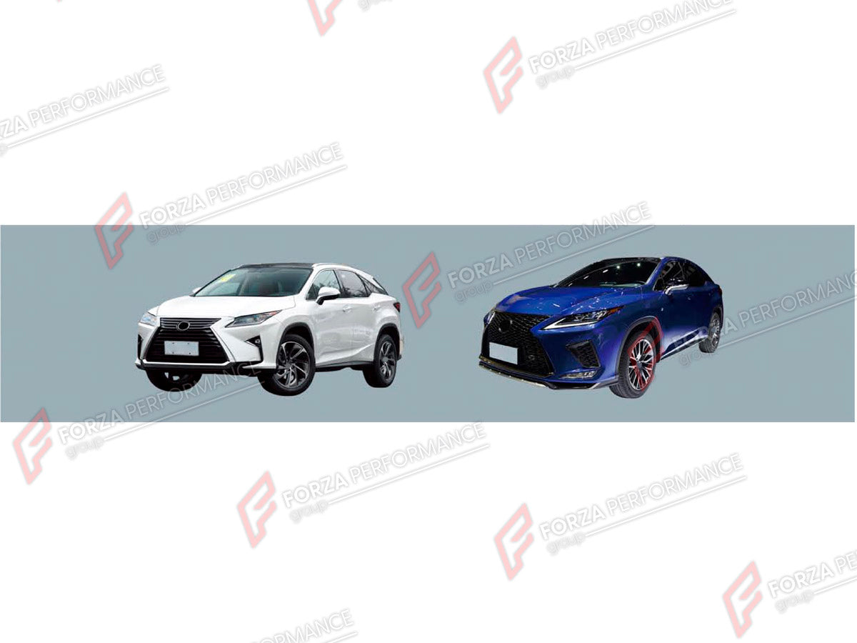 CONVERSION BODY KIT for LEXUS RX300 AL20 2015 - 2019 UPGRADE to RX300 AL20 FACELIFT 2019 - 2023 FORZA PERFORMANCE custom fit Sport Style

Set includes:
Front Bumper Assembly
Front Grille
Headlights
Tail Lights
Rear Bumper Assembly
Rear Diffuser

Material: Plastic

NOTE: Professional installation is required.