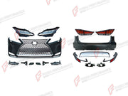 CONVERSION BODY KIT for LEXUS RX300 AL20 2015 - 2019 UPGRADE to RX300 AL20 FACELIFT 2019 - 2023 FORZA PERFORMANCE custom fit OEM Style

Set includes:
Front Bumper Assembly
Front Grille
Headlights
Tail Lights
Rear Bumper Assembly

Material: Plastic

NOTE: Professional installation is required.