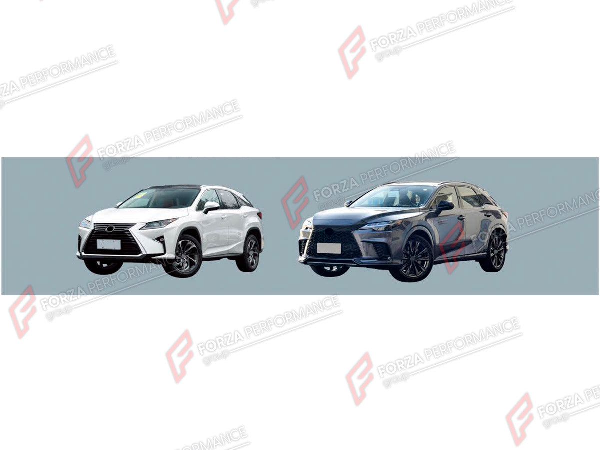 CONVERSION BODY KIT for LEXUS RX300 AL20 2015 - 2019 UPGRADE to RX300 AL30 2022+ FORZA PERFORMANCE custom fit Sport Style

Set includes:
Front Bumper Assembly
Front Grille
Headlights

Material: Plastic

NOTE: Professional installation is required.