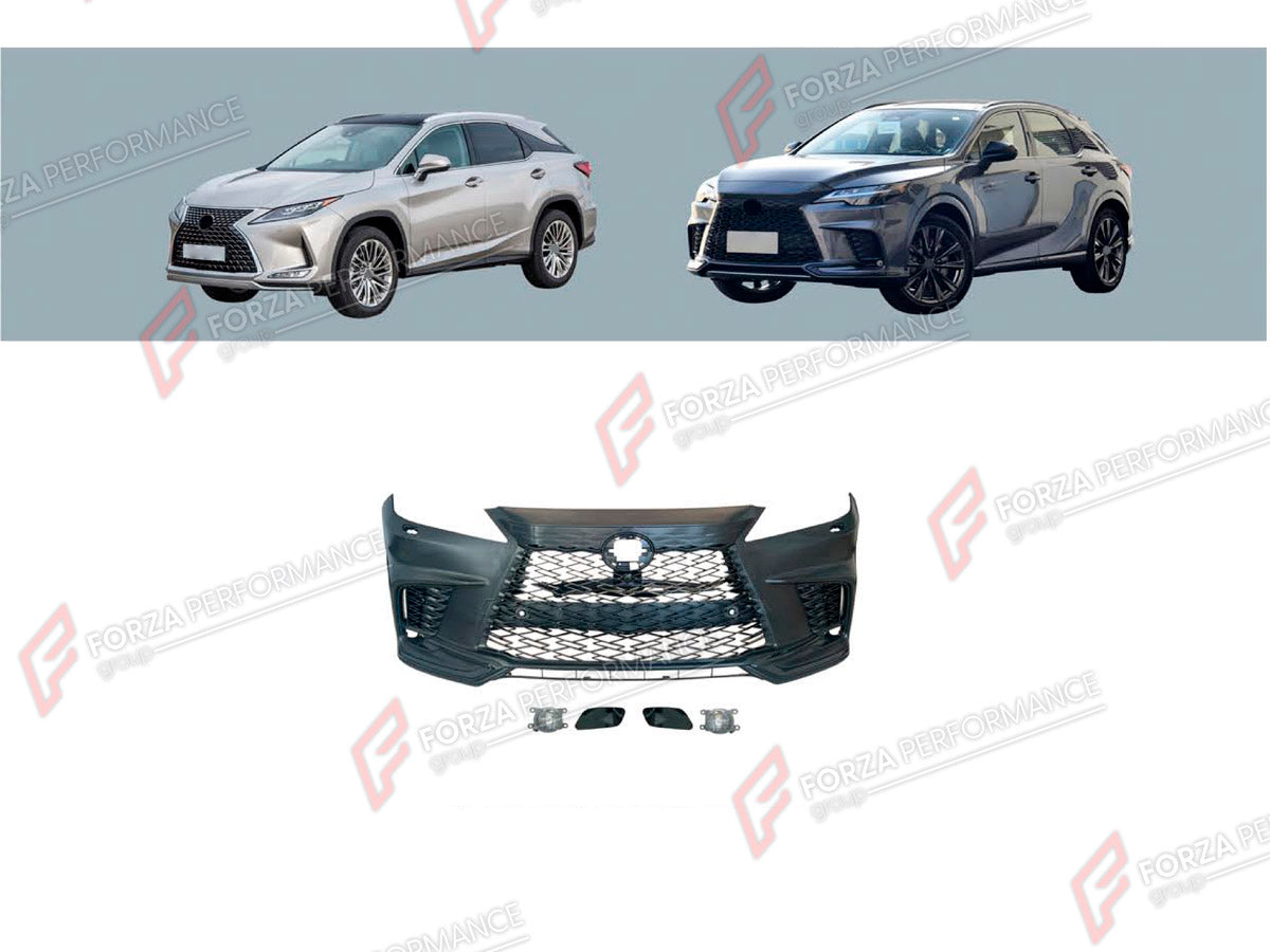 CONVERSION BODY KIT for LEXUS RX300 AL20 FACELIFT 2019 - 2023 UPGRADE to RX300 AL30 2022+ FORZA PERFORMANCE custom fit Sport Style

Set includes:
Front Bumper Assembly

Material: Plastic

NOTE: Professional installation is required.