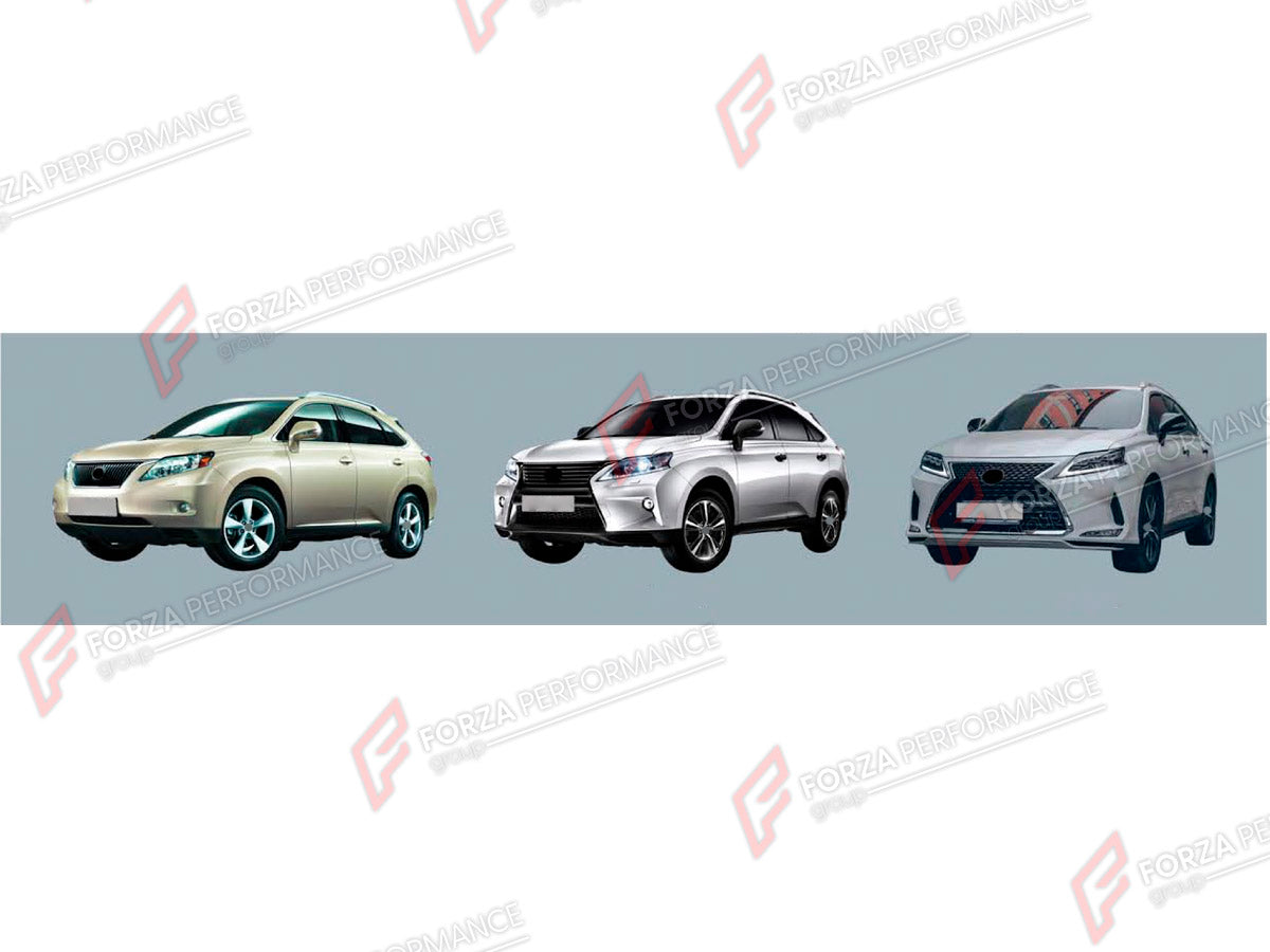 CONVERSION BODY KIT for LEXUS RX350 AL10 2009 - 2015 UPGRADE to RX350 AL20 2015 - 2023 FORZA PERFORMANCE custom fit OEM Style

Set includes:
Front Bumper Assembly
Front Grille
Headlights
Tail Lights
Rear Bumper Assembly

Material: Plastic

NOTE: Professional installation is required.
Why “Contact Us for Pricing”?

We don’t display fixed prices because our goal is to offer you the most competitive deal possible. Product costs often decrease over time, and by requesting a quote, you’ll receive our most up-to-