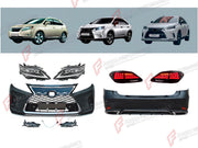 CONVERSION BODY KIT for LEXUS RX350 AL10 2009 - 2015 UPGRADE to RX350 AL20 2015 - 2023 FORZA PERFORMANCE custom fit OEM Style

Set includes:
Front Bumper Assembly
Front Grille
Headlights
Tail Lights
Rear Bumper Assembly
Rear Diffuser

Material: Plastic

NOTE: Professional installation is required.