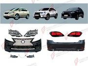 CONVERSION BODY KIT for LEXUS RX350 AL10 2009 - 2015 UPGRADE to RX350 AL20 2015 - 2023 FORZA PERFORMANCE custom fit Sport Style

Set includes:
Front Bumper Assembly
Front Grille
Headlights
Tail Lights
Rear Bumper Assembly
Rear Diffuser

Material: Plastic

NOTE: Professional installation is required.