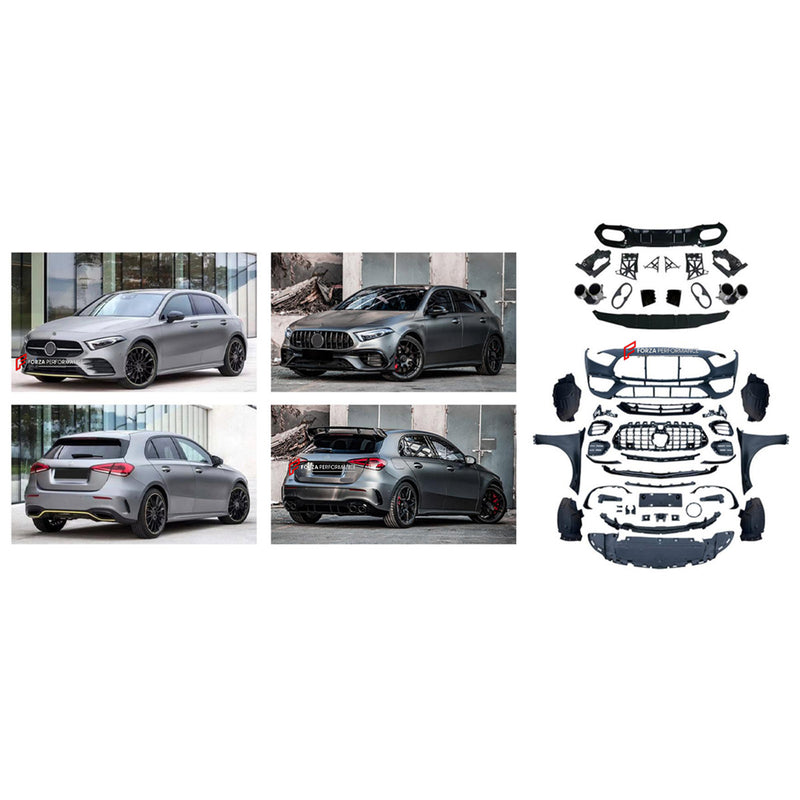 CONVERSION BODY KIT for MERCEDES-BENZ A-CLASS W177 HATCHBACK 2018 - 2022 UPGRADE to A-CLASS AMG W177 A45S 2019 - 2022
