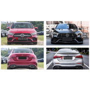 CONVERSION BODY KIT for MERCEDES-BENZ A-CLASS W177 SEDAN SPORT 2018 - 2022 UPGRADE to A-CLASS AMG W177 A45S 2019 - 2022 FORZA PERFORMANCE custom fit Wide A45S AMG Sport Style

Set includes:
Front Lip
Front Bumper Assembly
Front Grille
Front Fenders
Rear Diffuser
Exhaust Tips

Material: Plastic

NOTE: Professional installation is required.