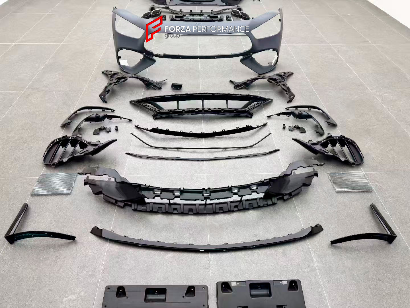 CONVERSION BODY KIT for MERCEDES BENZ AMG GT X290 GT43 GT50 GT53 UPGRADE to GT63 2018+

Set includes:

Front Lip
Front Bumper
Front Bumper Air Vents
Front Grille
Front Air Vents
Rear Bumper
Rear Diffuser
Exhaust Tips

Material: Plastic

Note: Professional installation is required.