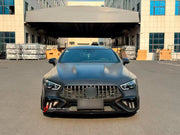 CONVERSION BODY KIT for MERCEDES BENZ AMG GT X290 GT43 GT50 GT53 UPGRADE to GT63 2018+

Set includes:

Front Lip
Front Bumper
Front Bumper Air Vents
Front Grille
Front Air Vents
Rear Bumper
Rear Diffuser
Exhaust Tips

Material: Plastic

Note: Professional installation is required.