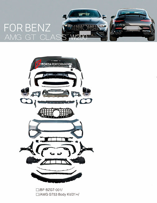 CONVERSION BODY KIT for MERCEDES BENZ AMG GT X290 GT43 GT50 UPGRADE to GT53 2018+