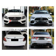 CONVERSION BODY KIT for MERCEDES-BENZ C-CLASS W205 2014 - 2022 UPGRADE to C63 AMG W206 2022+ FORZA PERFORMANCE custom fit C63 AMG Style

Set includes:
Front Lip
Front Bumper Assembly
Front Grille
Headlights
Hood Bonnet
Front Fenders
Trunk Lid
Tail Lights
Rear Bumper Assembly
Rear Diffuser
Exhaust Tips

Material: Plastic

NOTE: Professional installation is required.