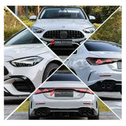 CONVERSION BODY KIT for MERCEDES-BENZ C-CLASS W205 2014 - 2022 UPGRADE to C63 AMG W206 2022+ FORZA PERFORMANCE custom fit C63 AMG Style

Set includes:
Front Lip
Front Bumper Assembly
Front Grille
Headlights
Hood Bonnet
Front Fenders
Trunk Lid
Tail Lights
Rear Bumper Assembly
Rear Diffuser
Exhaust Tips

Material: Plastic

NOTE: Professional installation is required.