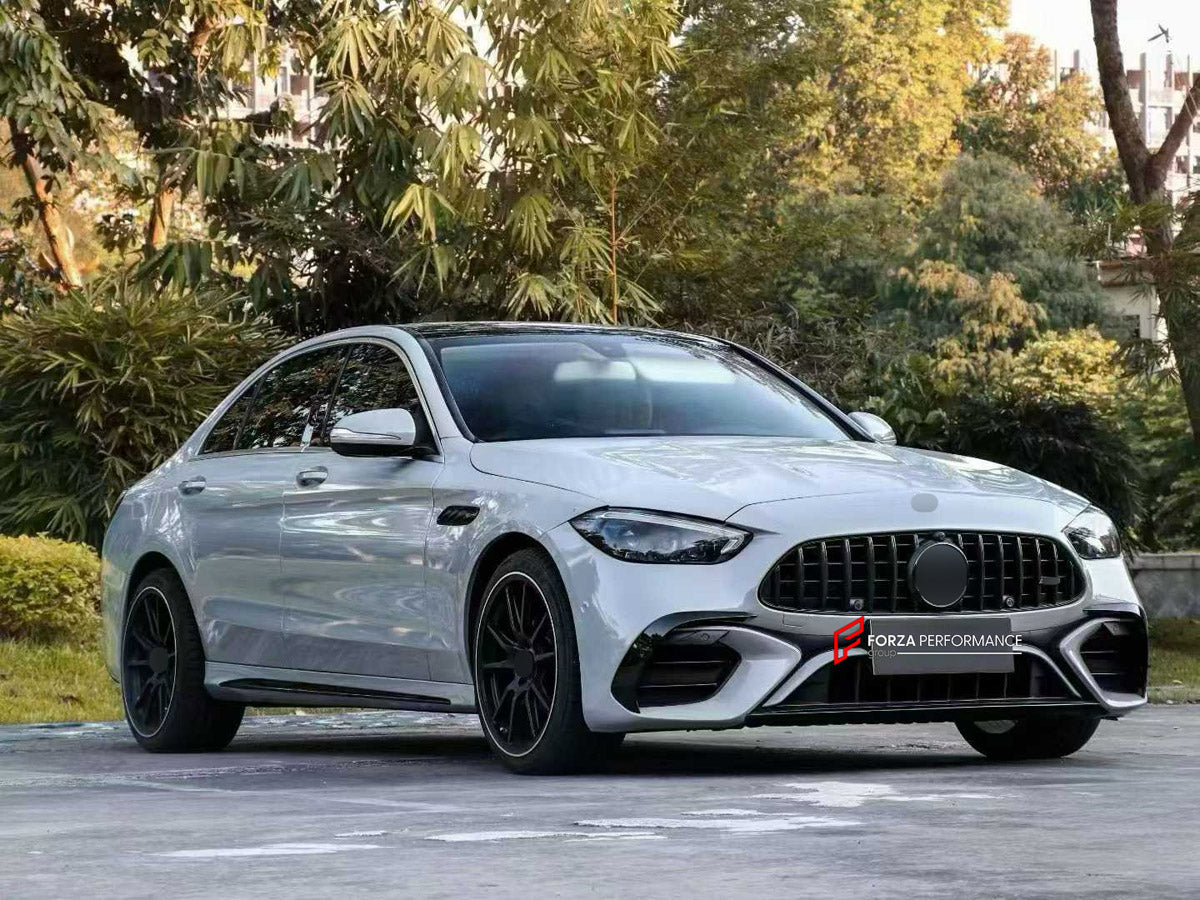 CONVERSION BODY KIT for MERCEDES-BENZ C-CLASS W205 2014 - 2022 UPGRADE to C63 AMG W206 2022+ FORZA PERFORMANCE custom fit C63 AMG Style

Set includes:
Front Lip
Front Bumper Assembly
Front Grille
Headlights
Hood Bonnet
Front Fenders
Trunk Lid
Tail Lights
Rear Bumper Assembly
Rear Diffuser
Exhaust Tips

Material: Plastic

NOTE: Professional installation is required.