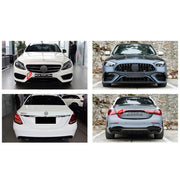 CONVERSION BODY KIT for MERCEDES-BENZ C-CLASS W205 2014 - 2022 UPGRADE to C-CLASS AMG W206 C63S 2024+ FORZA PERFORMANCE custom fit C63S AMG Style

Set includes:
Front Lip
Front Bumper Assembly
Front Grille
Headlights
Hood Bonnet
Front Fenders
Trunk Lid
Tail Lights
Rear Bumper Assembly
Rear Diffuser
Exhaust Tips

Material: Plastic

NOTE: Professional installation is required.