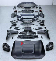 CONVERSION BODY KIT for MERCEDES-BENZ C-CLASS W205 2014 - 2022 UPGRADE to C-CLASS AMG W206 C63S 2024+ FORZA PERFORMANCE custom fit C63S AMG Style

Set includes:
Front Lip
Front Bumper Assembly
Front Grille
Headlights
Hood Bonnet
Front Fenders
Trunk Lid
Tail Lights
Rear Bumper Assembly
Rear Diffuser
Exhaust Tips

Material: Plastic

NOTE: Professional installation is required.