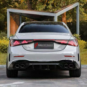 CONVERSION BODY KIT for MERCEDES-BENZ C-CLASS W205 2014 - 2022 UPGRADE to C63 AMG W206 2022+ FORZA PERFORMANCE custom fit C63 AMG Style

Set includes:
Front Lip
Front Bumper Assembly
Front Grille
Headlights
Hood Bonnet
Front Fenders
Trunk Lid
Tail Lights
Rear Bumper Assembly
Rear Diffuser
Exhaust Tips

Material: Plastic

NOTE: Professional installation is required.
