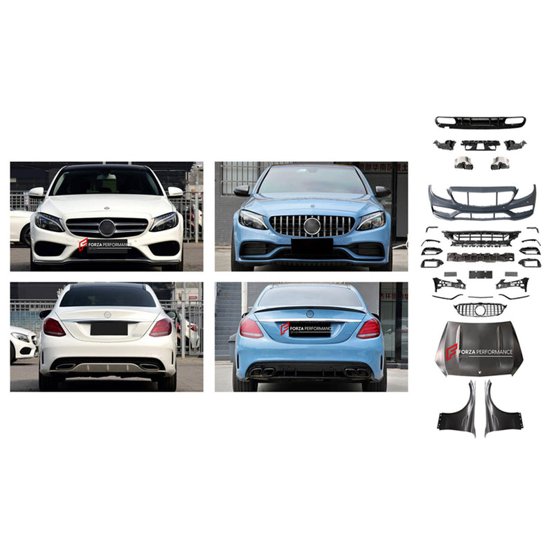 CONVERSION BODY KIT for MERCEDES-BENZ C-CLASS W205 SPORT 2014 - 2022 UPGRADE to C-CLASS AMG W205 C63S 2015 - 2023