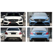 CONVERSION BODY KIT for MERCEDES-BENZ C-CLASS W205 SPORT 2014 - 2022 UPGRADE to C-CLASS AMG W205 C63S 2015 - 2023 FORZA PERFORMANCE custom fit C63S AMG Sport Style

Set includes:
Front Lip
Front Bumper Assembly
Front Grille
Hood Bonnet
Front Fenders
Rear Bumper Assembly
Rear Diffuser
Exhaust Tips

Material: Plastic

NOTE: Professional installation is required.