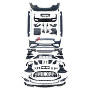 CONVERSION BODY KIT for MERCEDES-BENZ C-CLASS W206 2021+ UPGRADE to C-CLASS AMG W206 C43 2022+ FORZA PERFORMANCE custom fit C43 AMG Style

Set includes:
Front Lip
Front Bumper Assembly
Front Grille
Side Skirts
Rear Bumper Assembly
Rear Diffuser
Exhaust Tips

Material: Plastic

NOTE: Professional installation is required.