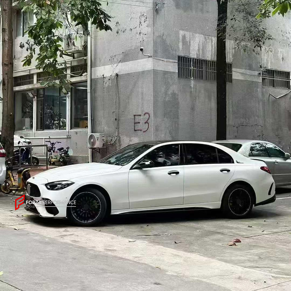 CONVERSION BODY KIT for MERCEDES-BENZ C-CLASS W206 2021+ UPGRADE to C63S AMG W206 2022+ FORZA PERFORMANCE custom fit C63S AMG Style

Set includes:
Front Lip
Front Bumper Assembly
Front Grille
Ducktail Spoiler
Rear Bumper Fins
Rear Diffuser
Exhaust Tips

Material: Plastic

NOTE: Professional installation is required.