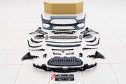 CONVERSION BODY KIT for MERCEDES-BENZ C-CLASS W206 2021+ UPGRADE to AMG W206 C63 2022+ FORZA PERFORMANCE custom fit AN Style

Set includes:
Front Lip
Front Bumper Assembly
Front Grille
Rear Diffuser

Material: Plastic

NOTE: Professional installation is required.