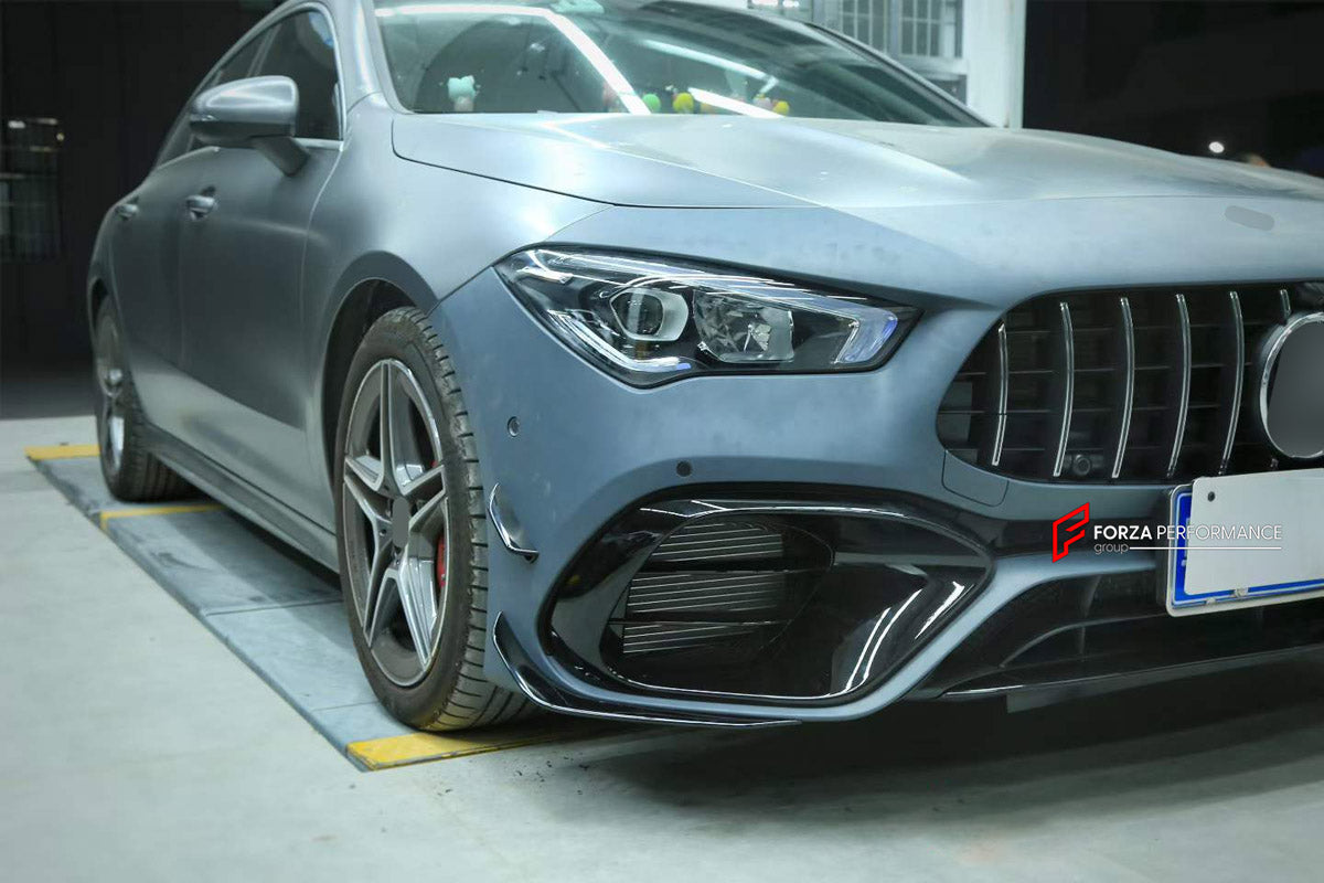 CONVERSION BODY KIT for MERCEDES-BENZ CLA-CLASS X118 2019 - 2023 UPGRADE to CLA45 S AMG X118 2019 - 2023 FORZA PERFORMANCE custom fit AN Style

Set includes:
Front Lip
Front Bumper Assembly
Front Grille
Rear Diffuser
Exhaust Tips

Material: Plastic

NOTE: Professional installation is required.