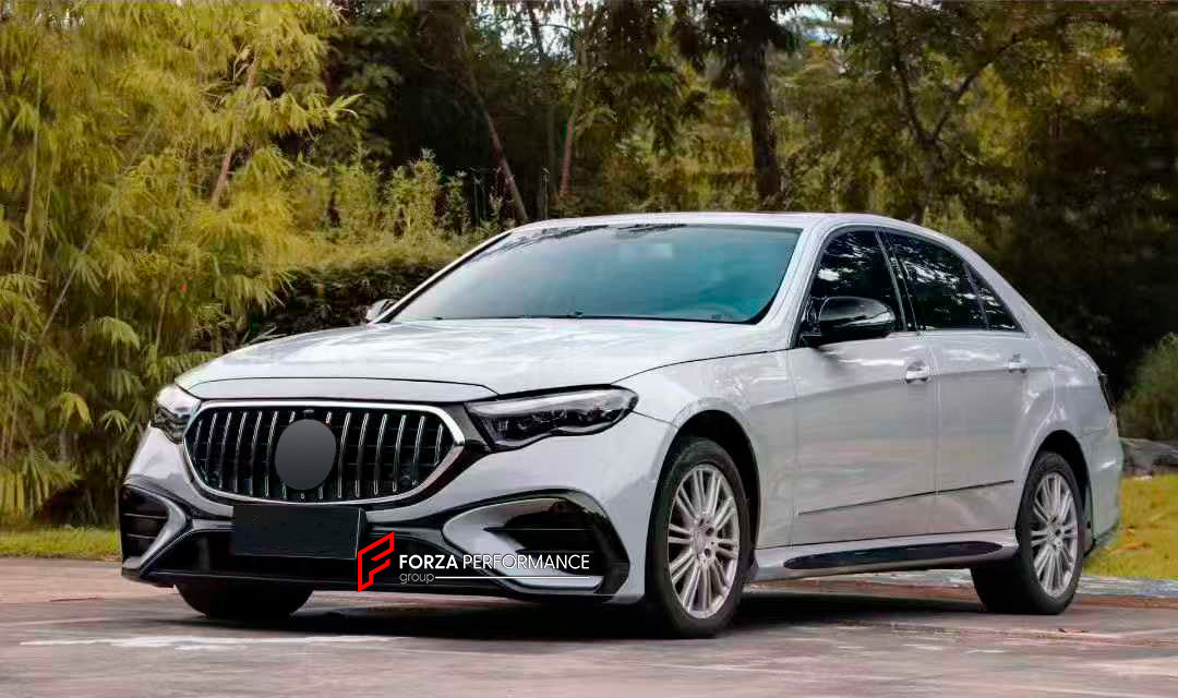 CONVERSION BODY KIT for MERCEDES BENZ E CLASS W212 2010 - 2016 UPGRADE to E53 W214 2024+

Set includes:

Front Bumper Assembly
Front Grille
Headlights
Hood / Bonnet
Front Fenders
Side Mirrors
Side Skirts
Rear Bumper
Tail Lights
Trunk
Rear Diffuser
Exhaust Tips

Material: Plastic, Aluminium

NOTE: Professional installation is required.