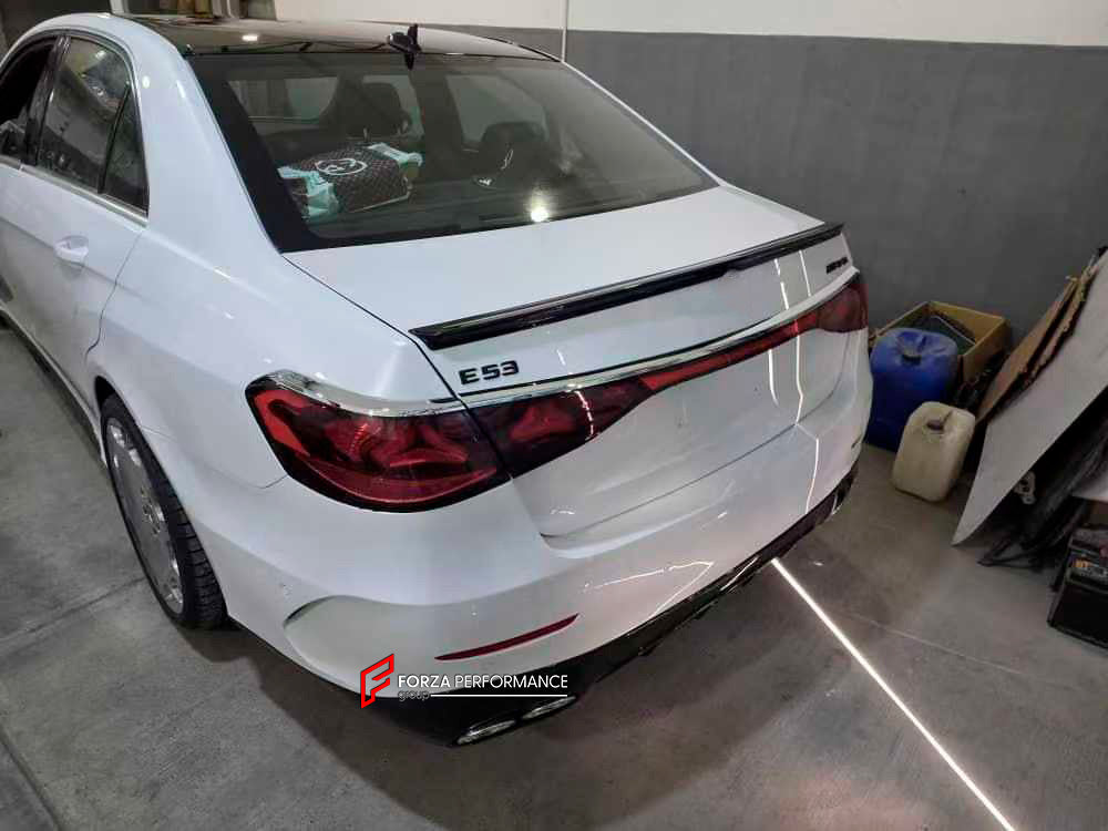 CONVERSION BODY KIT for MERCEDES BENZ E CLASS W212 2010 - 2016 UPGRADE to E53 W214 2024+

Set includes:

Front Bumper Assembly
Front Grille
Headlights
Hood / Bonnet
Front Fenders
Side Mirrors
Side Skirts
Rear Bumper
Tail Lights
Trunk
Rear Diffuser
Exhaust Tips

Material: Plastic, Aluminium

NOTE: Professional installation is required.