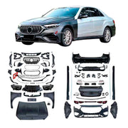 CONVERSION BODY KIT for MERCEDES-BENZ E-CLASS W212 2009 - 2016 upgrade to E53 W214 2023+

Set includes:

Front Bumper Assembly
Front Grille
Headlights
Hood / Bonnet
Front Fenders
Side Mirrors
Side Skirts
Rear Bumper
Tail Lights
Trunk
Rear Diffuser
Exhaust Tips

Material: Plastic, Aluminium

NOTE: Professional installation is required.