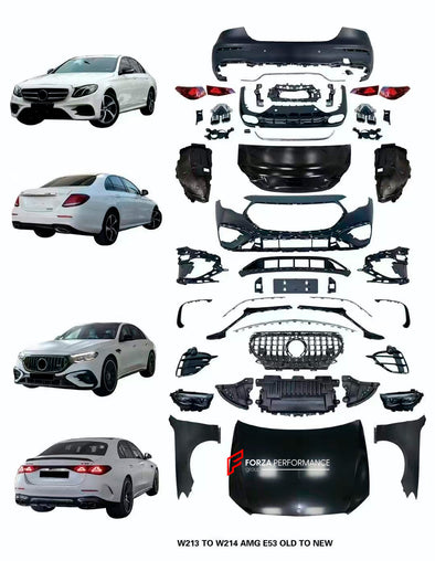 CONVERSION BODY KIT for MERCEDES-BENZ E-CLASS W213 2017 - 2020 to E53 w214 2023+



Set includes:

Front Bumper Assembly
Grille
Headlights
Front Fenders
Rear Trunk
Tail Lights
Rear Bumper
Rear Diffuser
Exhaust Tips

Material: Plastic

NOTE: Professional installation is required