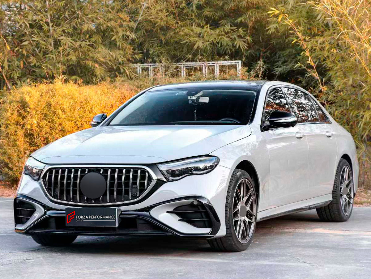 CONVERSION UPGRADE FACELIFT OLD TO NEW BODY KIT for Mercedes Benz E CLASS W213 2017 - 2024 to W214 E53 AMG 2024+
Set includes:

Front Lip
Front Bumper Assembly
Front Grille
Hood Bonnet
Front Fenders
Side Skirts
Trunk Lid
Rear Bumper Assembly
Rear Diffuser
Exhaust Tips
Material: Plastic

NOTE: Professional installation is required.