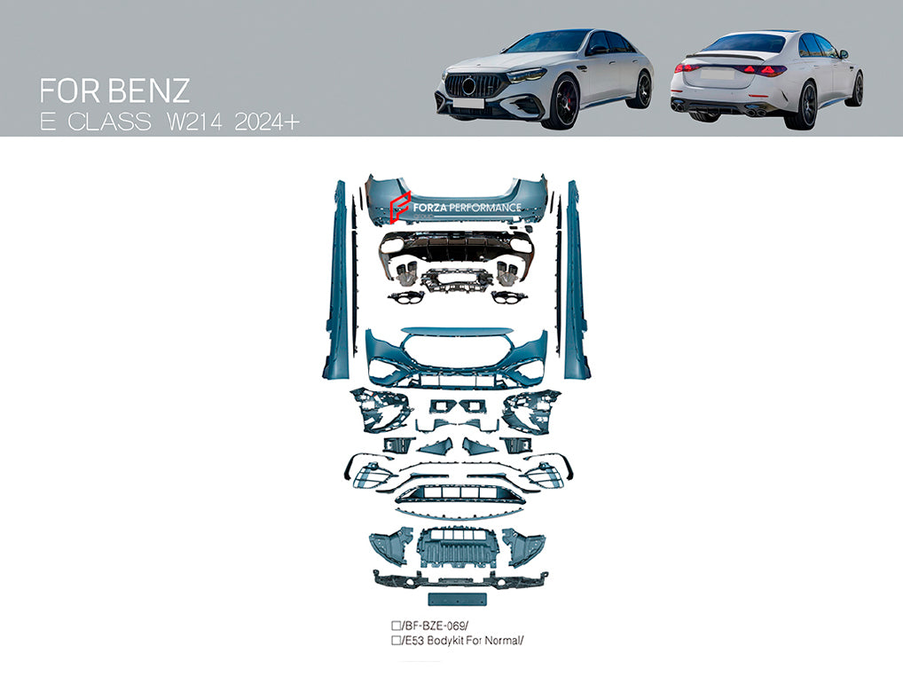 CONVERSION BODY KIT for MERCEDES BENZ E CLASS W214 E350 E450 2023+ UPGRADE to AMG W214 E53 2024+

Set includes:

Front Bumper
Side Skirts
Rear Bumper
Rear Diffuser
Exhaust Tips

Material: Plastic

NOTE: Professional installation is required.



Payment ►
Visa

Mastercard

PayPal with a credit card (add 4.4% at checkout)
Payoneer
Cryptocurrency
Shipment ►
By express DHL/UPS/TNT/FedEx
To the local international airport
Special line by air
Special line by the sea
To Europe and the UK by train

Please let us kn