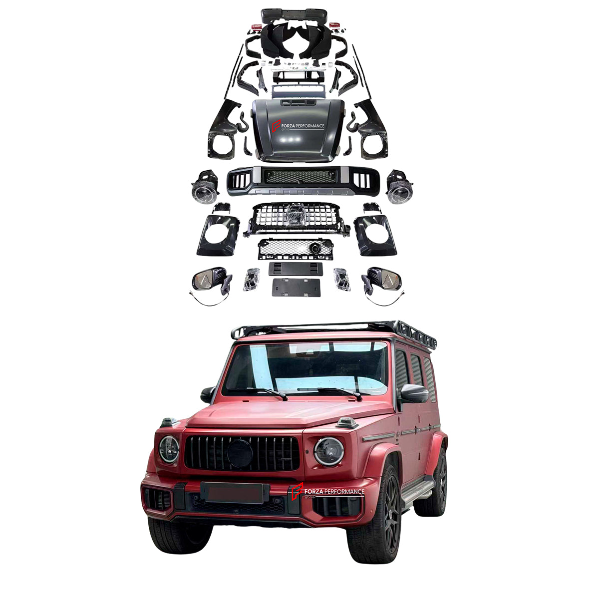 CONVERSION BODY KIT for MERCEDES-BENZ G-CLASS G63 W463 1990 - 2018 to W465 2025
Set includes:
Front Bumper
Front Grille
Hood
Headlights
Headlight Covers
Front Fenders
Fender Flares
Side Mirrors
Side Trims
Rear Bumper
Tail Lights
Material: Plastic
NOTE: Professional installation is required.
Contact us for pricing
Payment ►
Visa
Mastercard
PayPal with a credit card (add 4.4% at checkout)
Payoneer
Cryptocurrency
Shipment ►
By express DHL/UPS/TNT/FedEx
To the local international airport
Special line by a