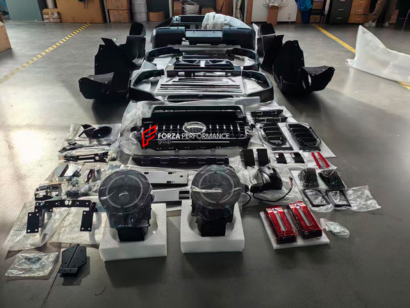 CONVERSION BODY KIT for MERCEDES-BENZ G-CLASS G63 W463 1990 - 2018 to W465 2025

Set includes:

Front Bumper
Front Grille
Hood
Headlights
Headlight Covers
Front Fenders
Fender Flares
Side Mirrors
Side Trims
Rear Bumper
Tail Lights

Material: Plastic

NOTE: Professional installation is required.

Contact us for pricing

Payment ►
Visa
Mastercard
PayPal with a credit card (add 4.4% at checkout)
Payoneer
Cryptocurrency
Shipment ►
By express DHL/UPS/TNT/FedEx
To the local international airport
Special line by a