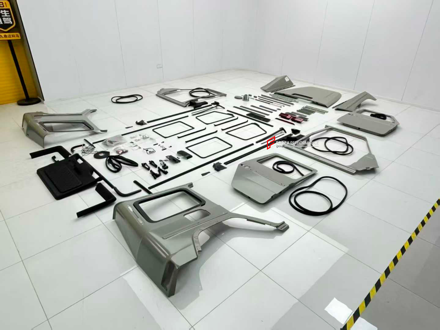 CONVERSION BODY KIT for MERCEDES-BENZ G-CLASS G63 W463 1990 - 2018 to W465 2025

Set includes:

Front Bumper Assembly
Front Grille
Hood
Headlights
Headlight Covers
Front Fenders
Fender Flares
Side Mirrors
Side Trims
Rear Bumper
Tail Lights
Exterior Trims
Front Body Panel
Rear Quarter Panel
Front Doors
Rear Doors

Interior Parts:

Dashboard Assembly
Central Console Assembly
Steering Wheel
Doors Panels
Seats
Wiring

Material: Plastic

NOTE: Professional installation and elctricain are required. Cutting is req