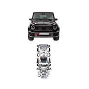 CONVERSION UPGRADE FACELIFT OLD TO NEW BODY KIT for Mercedes-Benz G-Class W463 2008 - 2018 to G-Class W463A W464 G63 2019 - 2024
Set includes:

Front Bumper Assembly
Front Grille
Front Headlights
License Plate
Hood Bonnet
Front Fenders
Rear Fenders
Tail Lights
Rear Bumper Assembly
Rear Diffuser
Material: Plastic

NOTE: Professional installation is required.