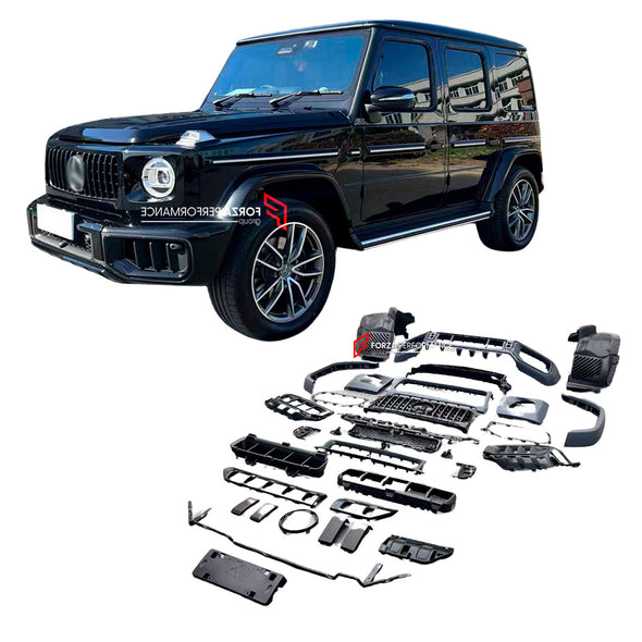 CONVERSION BODY KIT for MERCEDES - BENZ G - CLASS W465 2024+ to G63 W465 AMG 2025

Set includes:

Front Bumper
Headlight Covers
Front Grille (Silver or Black)
Fender Flares


Material: Plastic

NOTE: Professional installation is required

Contact us for pricing