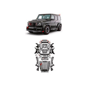 CONVERSION BODY KIT for MERCEDES-BENZ G-CLASS W463 2008 - 2018 UPGRADE to G-CLASS W464 2019 - 2024 FORZA PERFORMANCE custom fit Rocket Style
Set includes:

Front Lip
Front Bumper Assembly
Front Grille
Front Headlights
License Plate
Hood Bonnet
Front Fenders
Body Side Door Moldings
Rear Fenders
Tail Lights
Rear Spoiler Wing
Rear Bumper Assembly
Rear Diffuser
Exhaust Tips
Material: Plastic

NOTE: Professional installation is required.