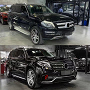 CONVERSION BODY KIT for MERCEDES-BENZ GL X166 2013 - 2016 upgrade to GLS63 AMG X166 2015 - 2019

Set includes:

Front Bumper Assembly
Grille
Headlights
Hood / Bonnet
Fender Flares
Rear Tail Lights
Rear Bumper
Rear Diffuser
Exhaust Tips

NOTE: Professional installation is required