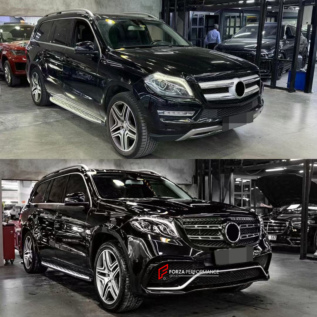 CONVERSION BODY KIT for MERCEDES-BENZ GL X166 2013 - 2016 upgrade to GLS63 AMG X166 2015 - 2019

Set includes:

Front Bumper Assembly
Grille
Headlights
Hood / Bonnet
Fender Flares
Rear Tail Lights
Rear Bumper
Rear Diffuser
Exhaust Tips

NOTE: Professional installation is required