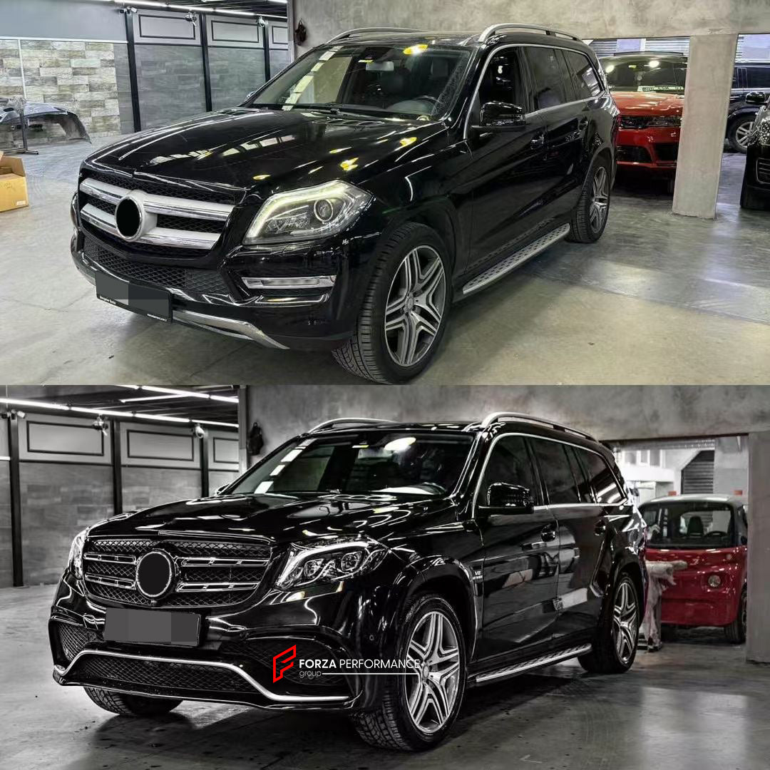 CONVERSION BODY KIT for MERCEDES-BENZ GL X166 2013 - 2016 upgrade to GLS63 AMG X166 2015 - 2019

Set includes:

Front Bumper Assembly
Grille
Headlights
Hood / Bonnet
Fender Flares
Rear Tail Lights
Rear Bumper
Rear Diffuser
Exhaust Tips

NOTE: Professional installation is required