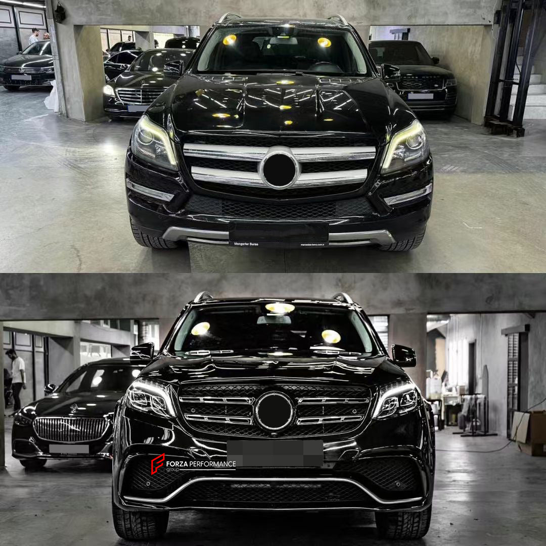 CONVERSION BODY KIT for MERCEDES-BENZ GL X166 2013 - 2016 upgrade to GLS63 AMG X166 2015 - 2019

Set includes:

Front Bumper Assembly
Grille
Headlights
Hood / Bonnet
Fender Flares
Rear Tail Lights
Rear Bumper
Rear Diffuser
Exhaust Tips

NOTE: Professional installation is required