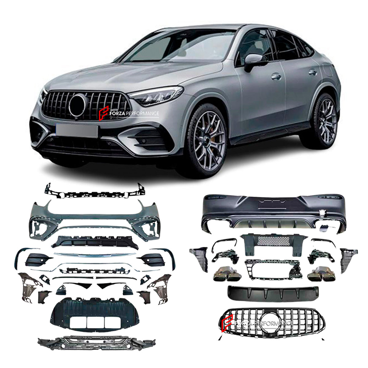 CONVERSION BODY KIT for MERCEDES BENZ GLC CLASS AMG COUPE C254 LINE 2023+ UPGRADE to AMG C254 GLC63 2023+  FACELIFT
