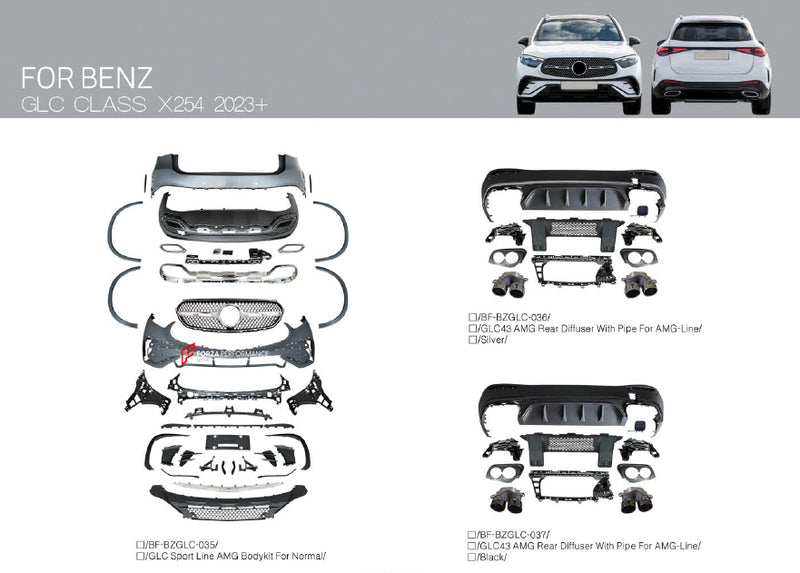 CONVERSION BODY KIT FOR MERCEDES BENZ GLC X254 2023+  UPGRADE TO AMG LINE