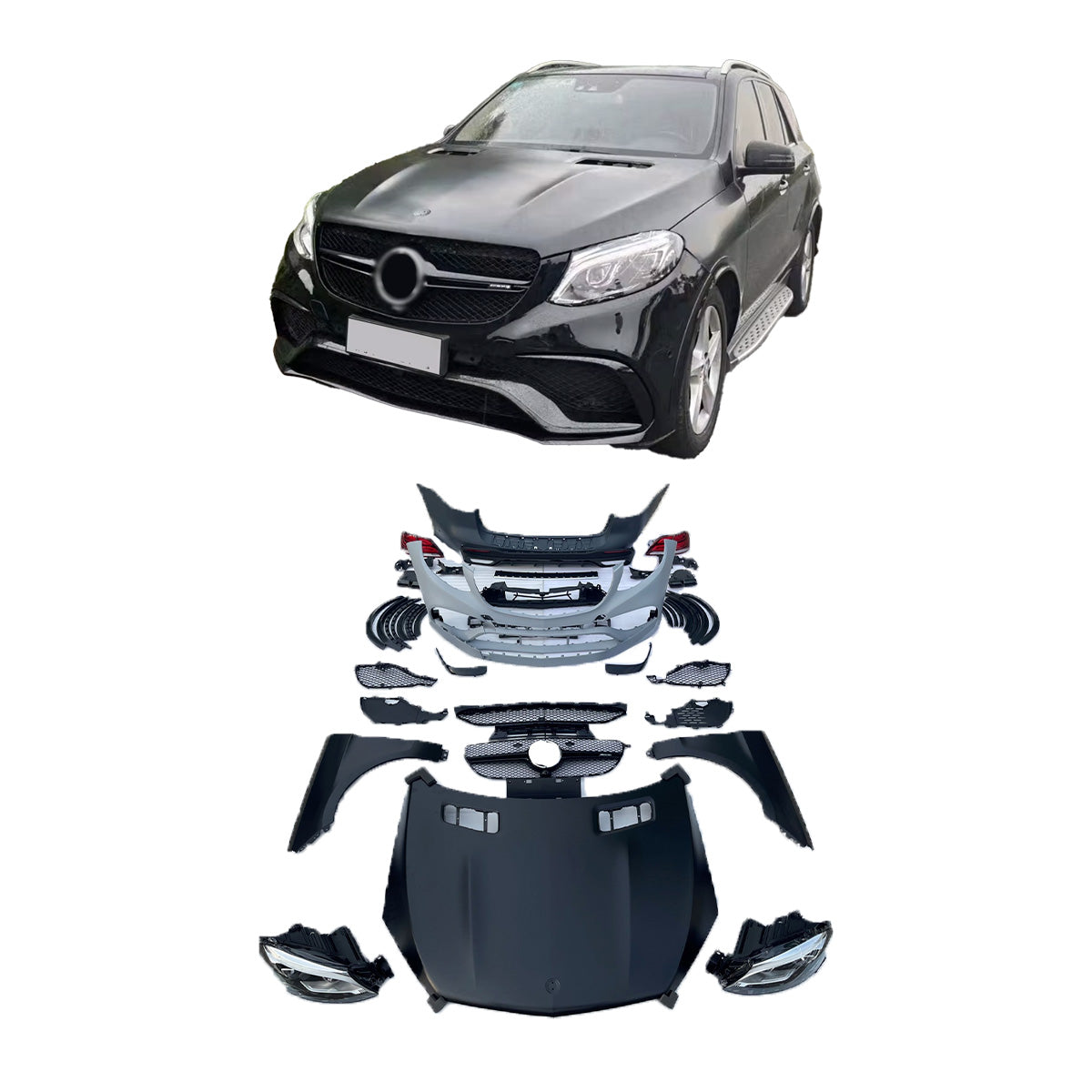 CONVERSION UPGRADE BODY KIT for MERCEDES BENZ ML W166 2012 - 2015 upgrade to GLE63 W166


Set includes:

Front Bumper Assembly
Front Grille
Headlights
Hood / Bonnet
Front Fenders
Rear Fender Flares
Tail Lights
Rear Bumper Assembly
Rear Diffuser
Exhaust Tips

NOTE: Professional installation is required

Contact us for pricing

