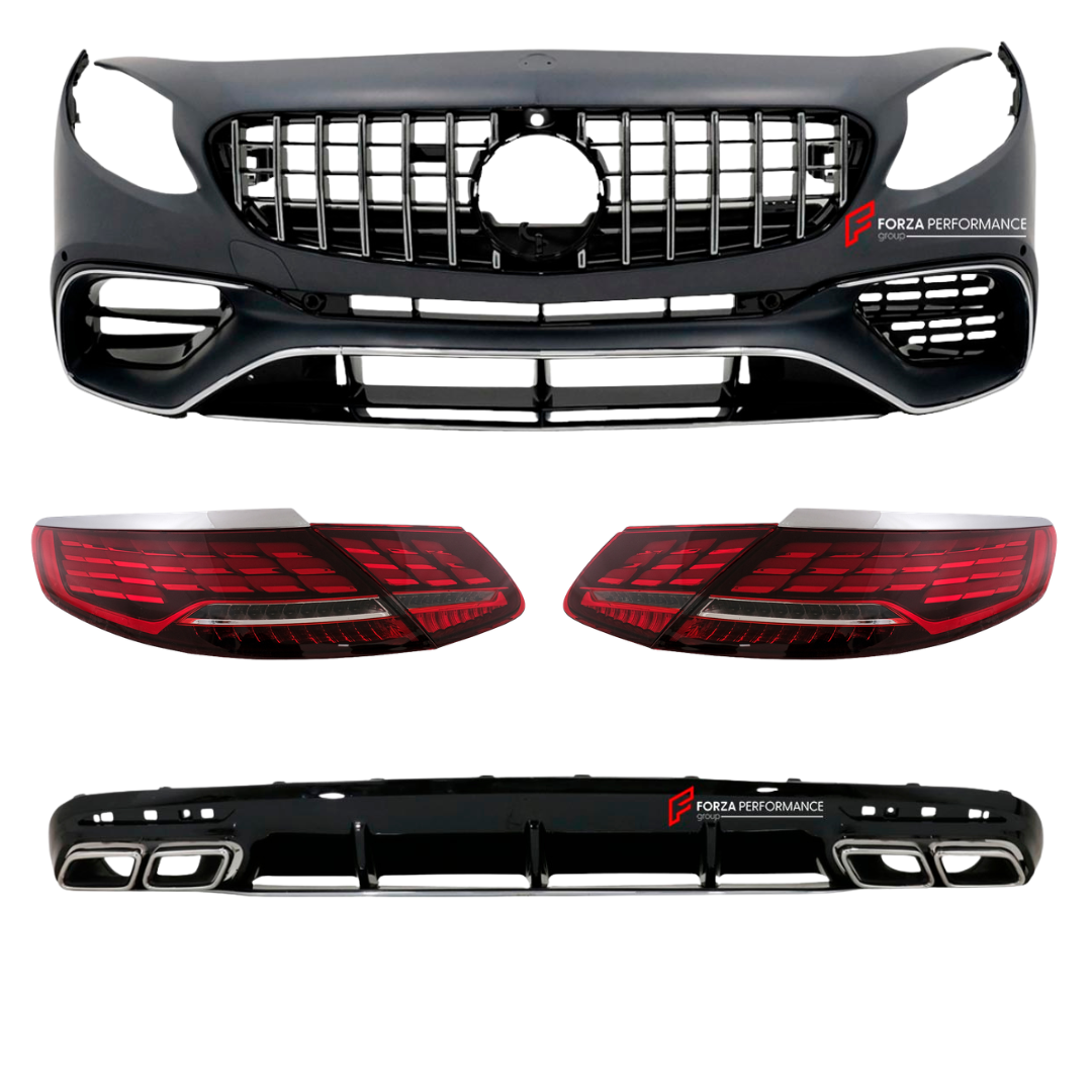 CONVERSION BODY KIT for MERCEDES-BENZ S-CLASS W217 2014 - 2020 to S63 AMG  Set includes:  Front Bumper with Grille Rear Diffuser Tail Lights