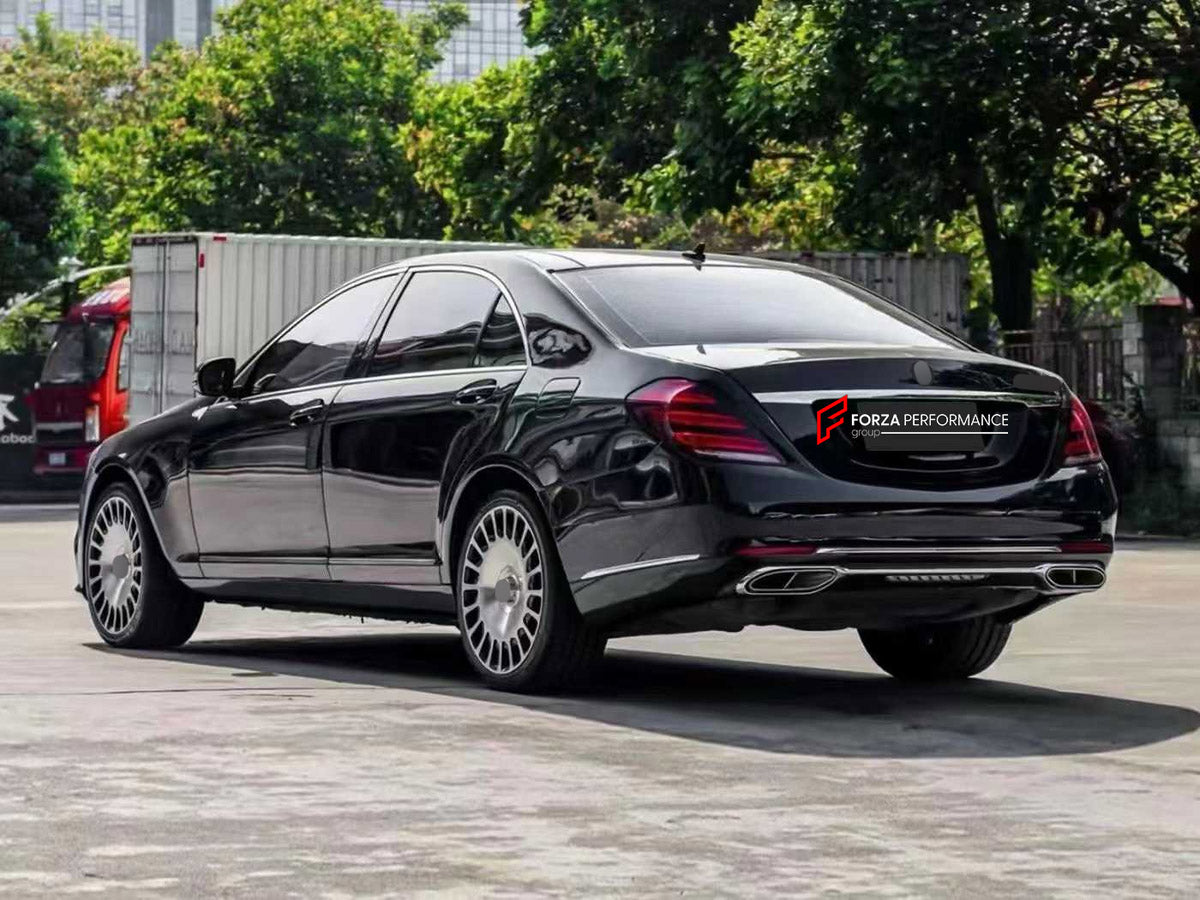 CONVERSION BODY KIT for MERCEDES-BENZ S CLASS W221 2005 - 2013 UPGRADE to W222 MAYBACH 2015 - 2020

Set includes:
Front Lip
Front Bumper Assembly
Front Grille
Headlights
Hood Bonnet
Fenders
Side Mirror Covers
Trunk Lid
Tail Lights
Rear Bumper Assembly

Material: Plastic

NOTE: Professional installation is required.