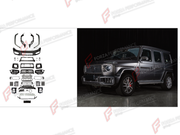 CONVERSION UPGRADE FACELIFT OLD TO NEW BODY KIT for Mercedes-Benz G-Class W465 2025+ to G-Class W465 G63 2025+
Set includes:

Front Lip
Front Bumper Assembly
Front Grille
License Plate
Front Fenders
Material: Plastic

NOTE: Professional installation is required.