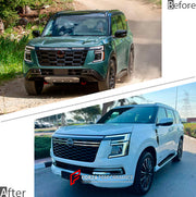 CONVERSION BODY KIT for NISSAN PATROL VII Y63 2025+ BASE XE SE to PLATINUM LOW to HIGH

Set includes:


Front Bumper
Front Grille Mesh
Wheel Arch Liners
Fog Lights
Front Bumper Lower Trims
Number Plate Mount

Material: Plastic

NOTE: Professional installation is required
