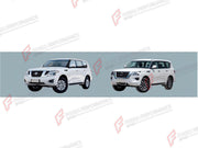 CONVERSION BODY KIT for NISSAN PATROL Y62 2014 - 2020 UPGRADE to PATROL Y62 FACELIFT 2020+

Set includes:
Front Bumper Assembly
Front Grille
Headlights
Hood Bonnet
Fenders
Tail Lights
Rear Bumper Assembly
Rear Diffuser

Material: Plastic

NOTE: Professional installation is required.